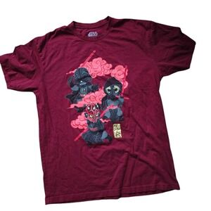 Star Wars Darth Vader Maul Kylo Ren Chibi Anime Style T Shirt Burgundy Size L